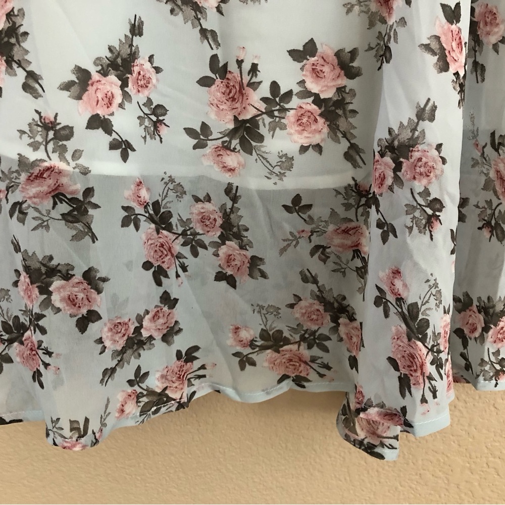Sweet Pea Light Blue Midi Dress with Pink Floral Print - Picture 7 of 7